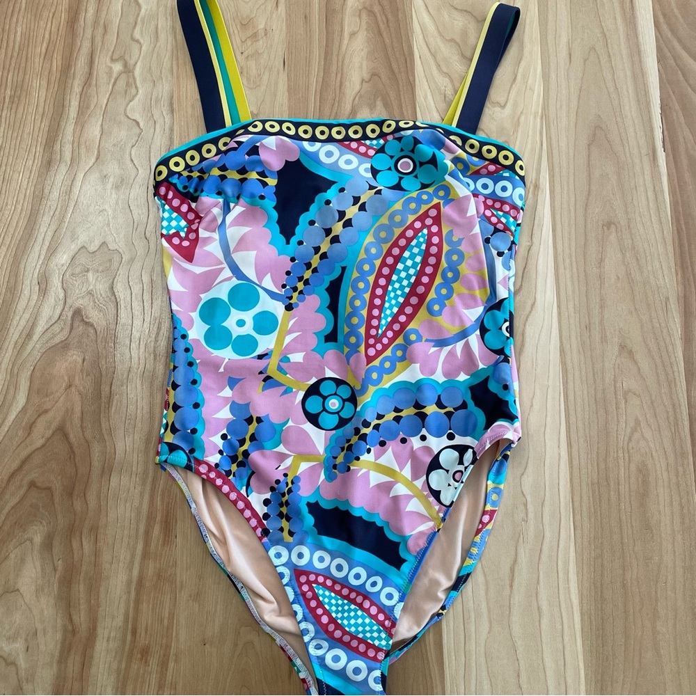 J. Crew Pink and Blue Paisley One-Piece Swimsuit